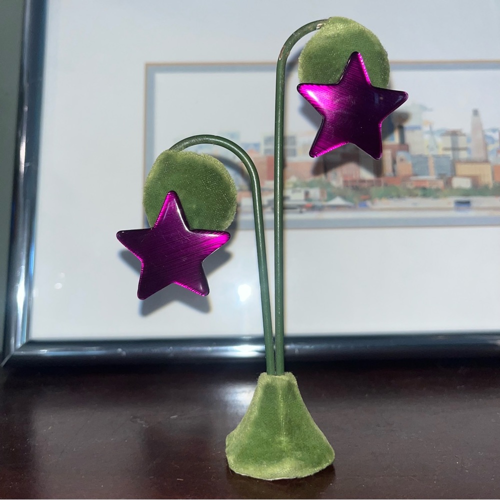 Vintage 80s-90s Purple Star Earrings!